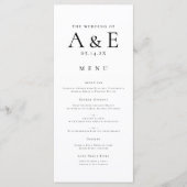 Menu Mariage Monogramme de couple noir et blanc moderne (Devant)