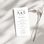 Menu Mariage Monogramme de couple noir et blanc moderne<br><div class="desc">Gardez votre réception élégante et cohésive avec ce menu mariage noir et blanc moderne. Disposant d'une disposition minimaliste et d'un monogramme en couple audacieux, ce design apporte une touche sophistiquée à chaque endroit. Idéal pour présenter vos choix de repas soigneusement préparés, il complète une célébration intemporelle tout en guidant les...</div>