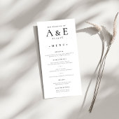 Menu Mariage Monogramme de couple noir et blanc moderne