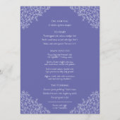 Menu mariage monogramme de dessin de feuille blanche bl (Dos)