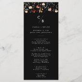 Menu Mariage Monogramme de Fleur Sauvage Bohème Fantais (Devant)