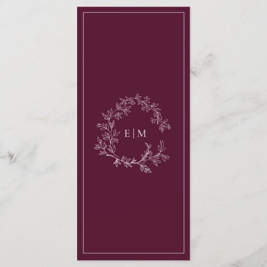 Menu Mariage Monogramme de la crête feutrée de Bou (Dos)