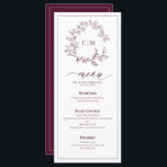 Menu Mariage Monogramme de la crête feutrée de Bou<br><div class="desc">L'élégance sobre et le design intemporel se marient avec ce menu Mariage Monogram Bourgogne, conçu pour les couples qui apprécient la simplicité raffinée. Doté d'une délicate crête dessinée à la main et d'un script fluide, ce menu s'ajoute parfaitement à un paysage de table mariage sophistiqué, idéal pour des réceptions de...</div>