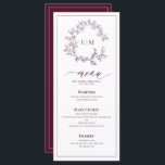 Menu Mariage Monogramme de la crête feutrée de Bou<br><div class="desc">L'élégance sobre et le design intemporel se marient avec ce menu Mariage Monogram Bourgogne, conçu pour les couples qui apprécient la simplicité raffinée. Doté d'une délicate crête dessinée à la main et d'un script fluide, ce menu s'ajoute parfaitement à un paysage de table mariage sophistiqué, idéal pour des réceptions de...</div>