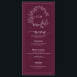 Menu Mariage Monogramme de la crête feutrée de Bou<br><div class="desc">Une touche de finition exquise à votre table, ce menu mariage bordeaux exhale un luxe sobre. Délicatement encadré d'une crête monographique raffinée, ce menu ajoute une élégance soignée à votre réception de mariage, permettant aux invités de se régaler de chaque plat avec anticipation. Conçu pour compléter une palette de mariages...</div>