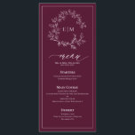 Menu Mariage Monogramme de la crête feutrée de Bou<br><div class="desc">Une touche de finition exquise à votre table, ce menu mariage bordeaux exhale un luxe sobre. Délicatement encadré d'une crête monographique raffinée, ce menu ajoute une élégance soignée à votre réception de mariage, permettant aux invités de se régaler de chaque plat avec anticipation. Conçu pour compléter une palette de mariages...</div>