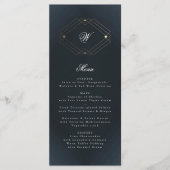 Menu Mariage Monogramme de la marine classique (Devant)