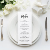 Menu Mariage Monogramme de script de coeur romanti