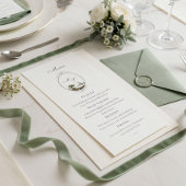 Menu Mariage Monogramme de Style Campagnard Français Vi