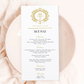 Menu Mariage Monogramme doré