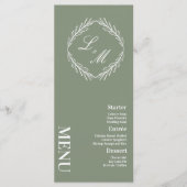 Menu Mariage Monogramme Élégant Script Branch (Devant)