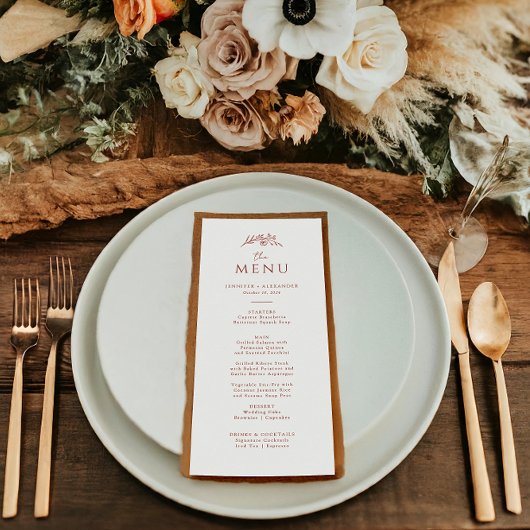 Menu Mariage Monogramme en terre cuite