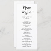 Menu Mariage monogramme feuille d'élégance simple (Devant / Derrière)