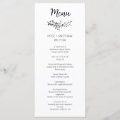 Menu Mariage monogramme feuille d'élégance simple (Devant)