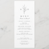 Menu Mariage monogramme feuille d'élégance simple (Devant)
