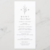 Menu Mariage monogramme feuille d'élégance simple (Devant)