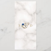 Menu Mariage Monogramme Fleurs Bleu Fantaisie Or (Dos)