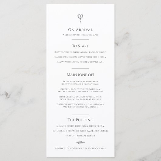 Menu Mariage monogramme gris blanc (Dos)