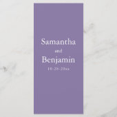 Menu Mariage Monogramme Lavande Classique (Dos)