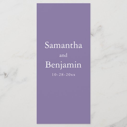 Menu Mariage Monogramme Lavande Classique (Dos)