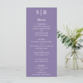 Menu Mariage Monogramme Lavande Classique (Debout devant)