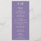 Menu Mariage Monogramme Lavande Classique (Devant)
