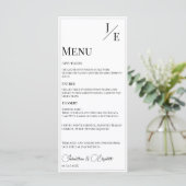 Menu Mariage monogramme minimal | BLANCHE (Debout devant)