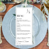 Menu Mariage monogramme minimal | BLANCHE
