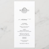 Menu Mariage monogramme minimaliste de coquillage de co (Devant)