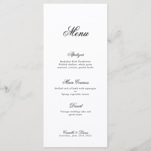 Menu Mariage Monogramme minimaliste moderne (Devant)