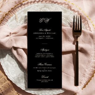 Menu Mariage Monogramme minimaliste moderne