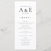 Menu Mariage Monogramme Moderne de Couples Noir & Blanc (Devant)