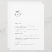 Menu Mariage Monogramme moderne noir et blanc (Devant / Derrière)