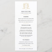 Menu Mariage monogramme noir blanc couronne or (Dos)