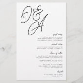 Menu Mariage Monogramme noir et blanc surdimension (Devant)