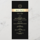 Menu Mariage Monogramme noir et or (Devant)