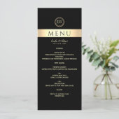 Menu Mariage Monogramme noir et or (Debout devant)