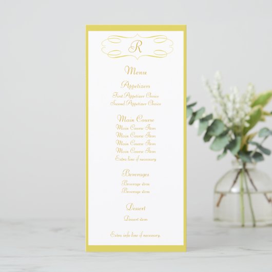 Menu Mariage Monogramme Or (Debout devant)