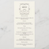 Menu Mariage Monogramme Rayures Cygnes Dessinés à la Ma (Devant)