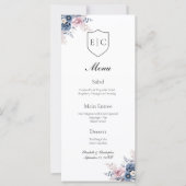 Menu Mariage Monogramme rose pâle bleu foncé (Devant)