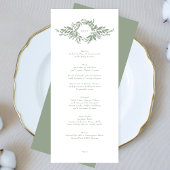 Menu mariage monogramme traditionnel de couronnes verte