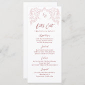 Menu Mariage Monogramme Vintage Pink Croché (Devant / Derrière)