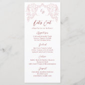 Menu Mariage Monogramme Vintage Pink Croché (Devant)