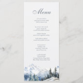 Menu Mariage Montagne enneigée et pins (Devant)