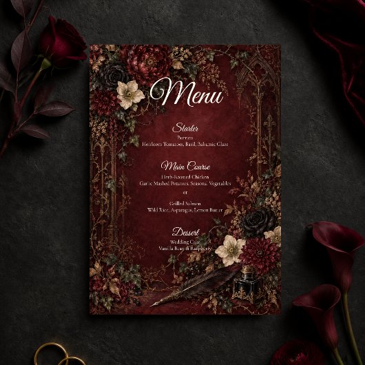Menu Mariage Moody Gothic Dark Academia