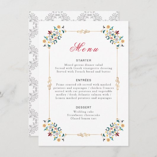 Menu Mariage Motif classique complexe de géométrie vint (Devant / Derrière)