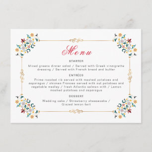 Menu Mariage Motif classique complexe de géométrie vint