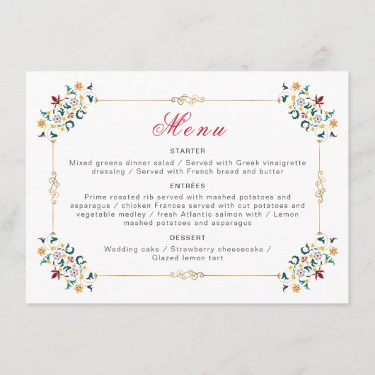 Menu Mariage Motif classique complexe de géométrie vint (Devant)