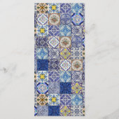 Menu Mariage Motif de tuiles portugaises méditerranéenn (Dos)