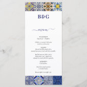 Menu Mariage Motif de tuiles portugaises méditerranéenn (Devant)